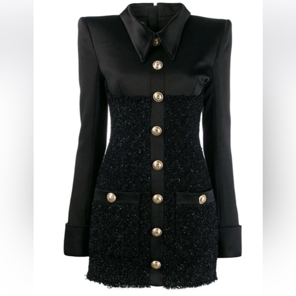 WOMEN’S BLACK TWEED DRESS - SIZE SMALL